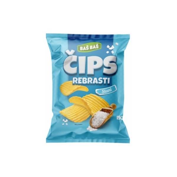 Čips BAŠ BAŠ rebrasti slani 150g