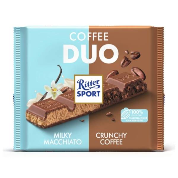 Čokolada RITTER SPORT mlečna coffee duo 218g