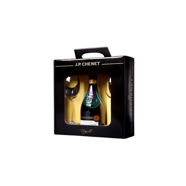 Crno vino JP CHENET Reserve merlot 0,75l + 2 čaše