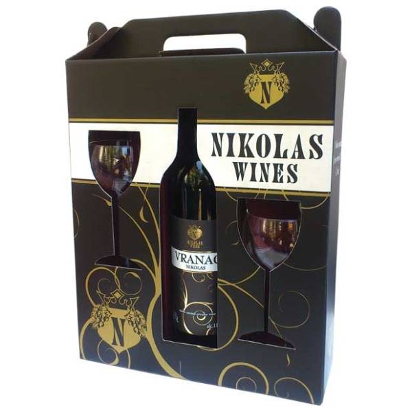 Crno vino NIKOLAS 0,75l + 2 čaše