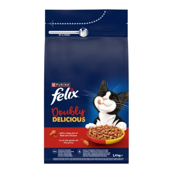 FELIX Doubly delicious hrana za mačke govedina i piletina 1,4kg