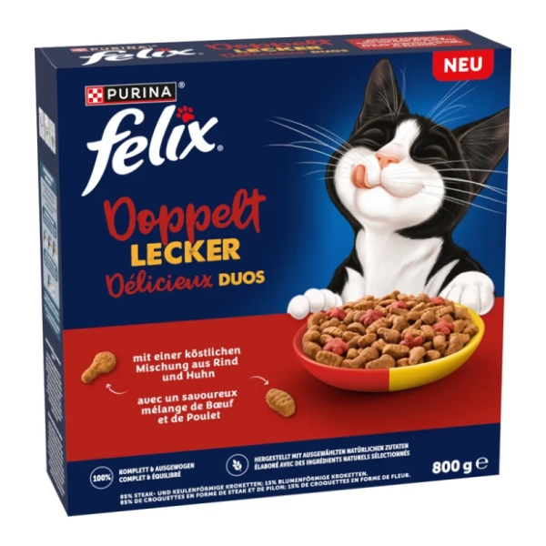 FELIX Doubly delicious hrana za mačke govedina piletina 800g