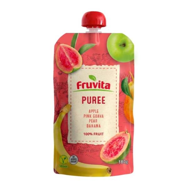 FRUVITA voćni pire jabuka roze guava kruška banana 180g
