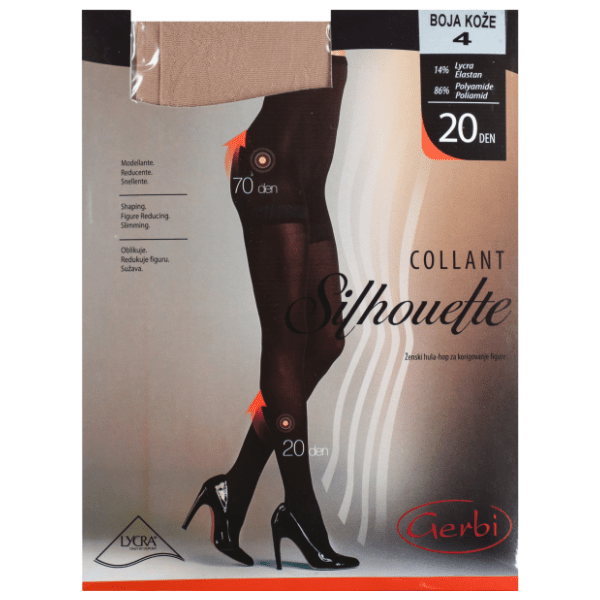 GERBI Silhouette hulahopke 20den boja kože L 4