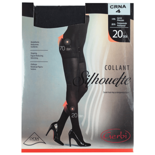 GERBI Silhouette hulahopke 20den crne L 4