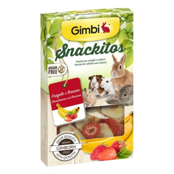 GIMBI Snackitos hrana za glodare i kuniće jagoda banana 60g
