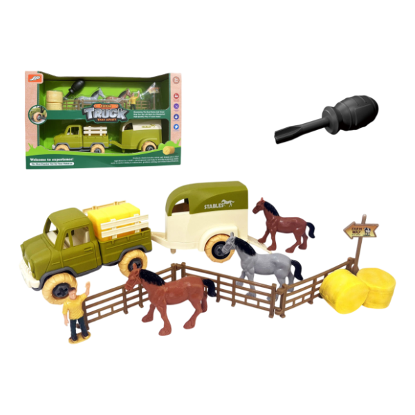 Igračka set vozilo sa prikolicom za konje HK MINI