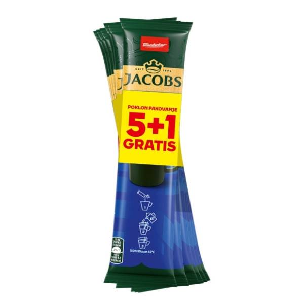 Instant kafa JACOBS 2in1 12,4g 5+1 gratis