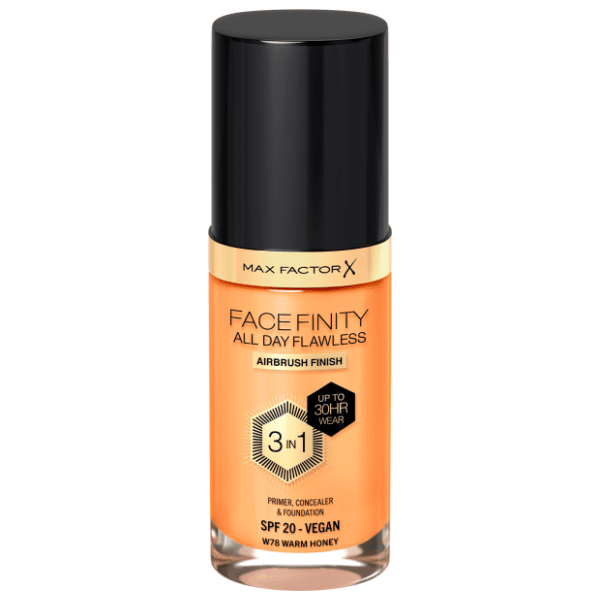 MAX FACTOR Facefinity 3u1 vegan tečni puder SPF20 W78 warm honey