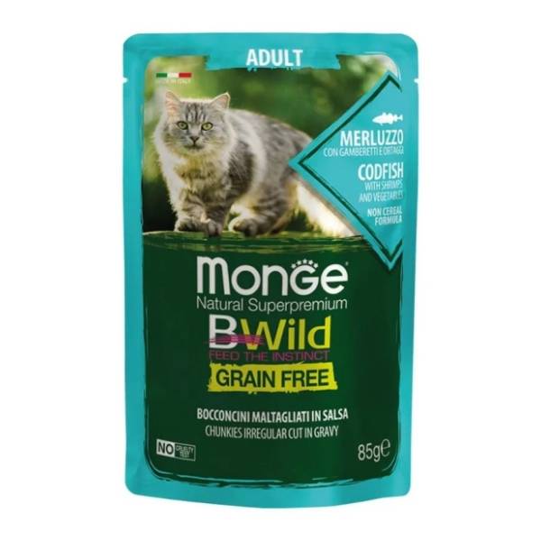 MONGE Bwild adult sos za mačke inćun i povrće 85g
