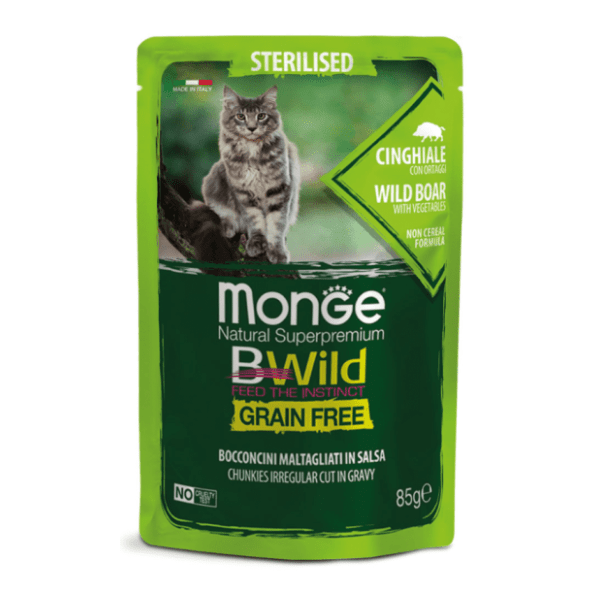 MONGE BWild sos za sterilisane mačke divlji vepar 85g