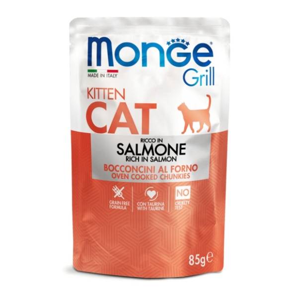 MONGE Grill kitten sos za mačke losos 85g