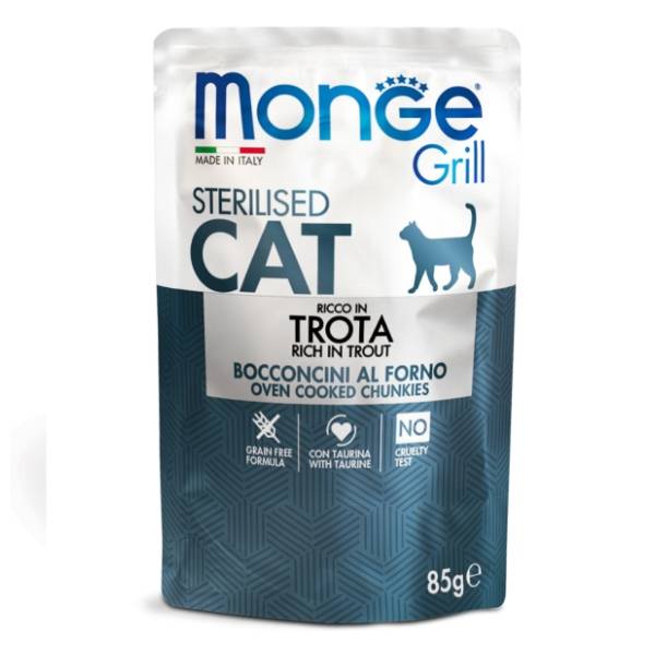 MONGE Grill sos za sterilisane mačke pastrmka 85g