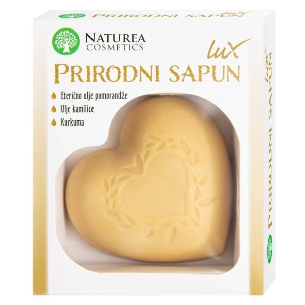 NATUREA lux sapun ulje kamilice pomorandže i kurkuma u obliku srca 105g