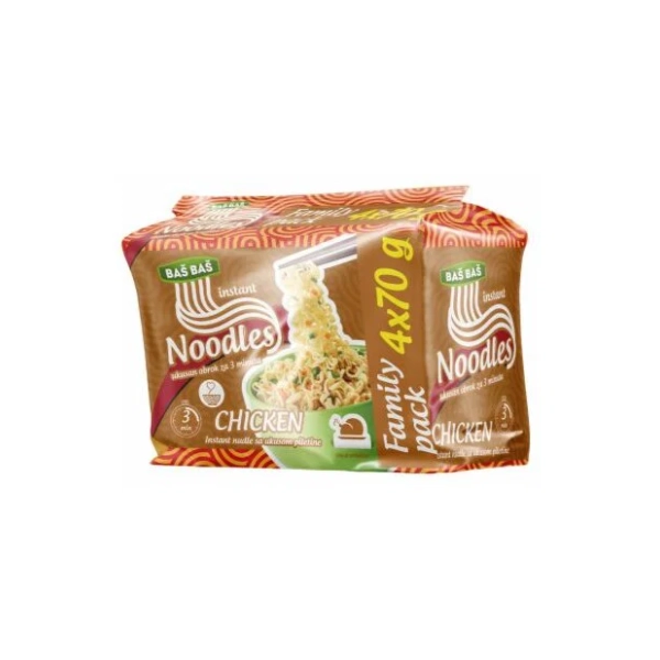 Nudle BAŠ BAŠ ukus piletine 4x70g