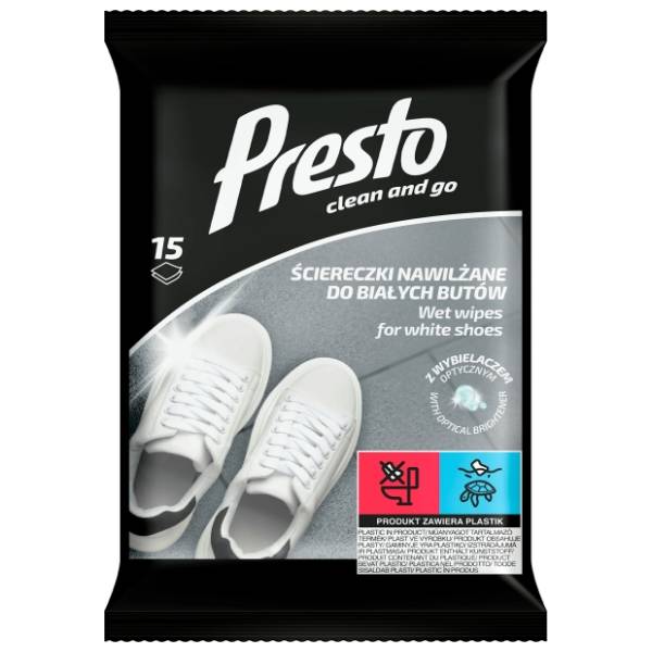 PRESTO Clean and go vlažne maramice za belu obuću 15kom
