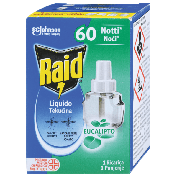 RAID tečnost za aparat protiv komaraca 60 noći eukaliptus 36ml