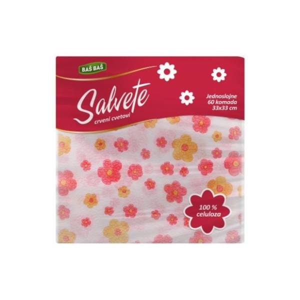 Salvete BAŠ BAŠ crveni cvetovi 1sloj 60kom
