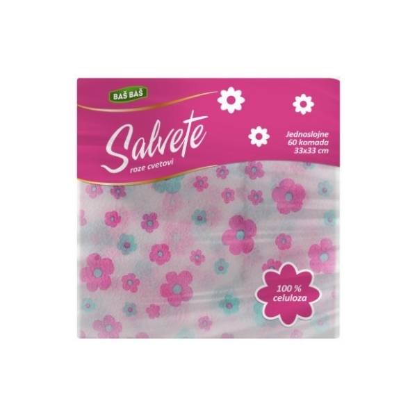Salvete BAŠ BAŠ roze cvetovi 1sloj 60kom