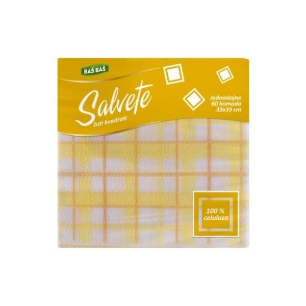 Salvete BAŠ BAŠ žuti kvadrati 1sloj 60kom