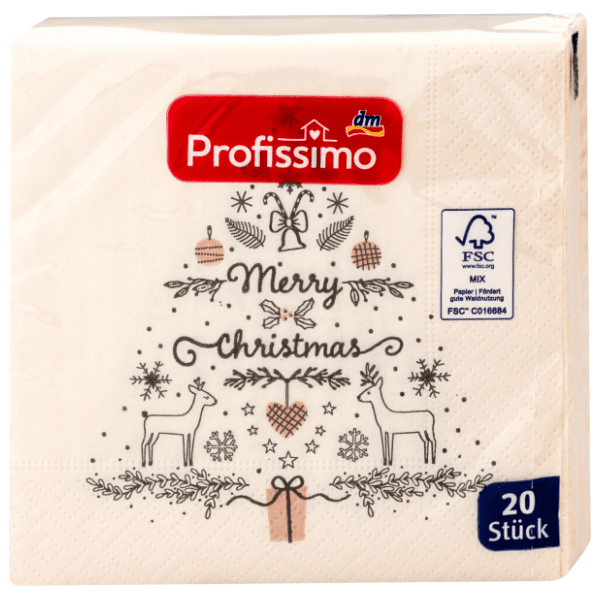 Salvete PROFISSIMO Merry Christmas 3sloja 20kom
