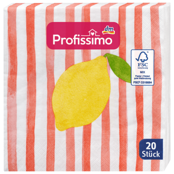 Salvete PROFISSIMO Crvene pruge i limun 3sloja 20kom