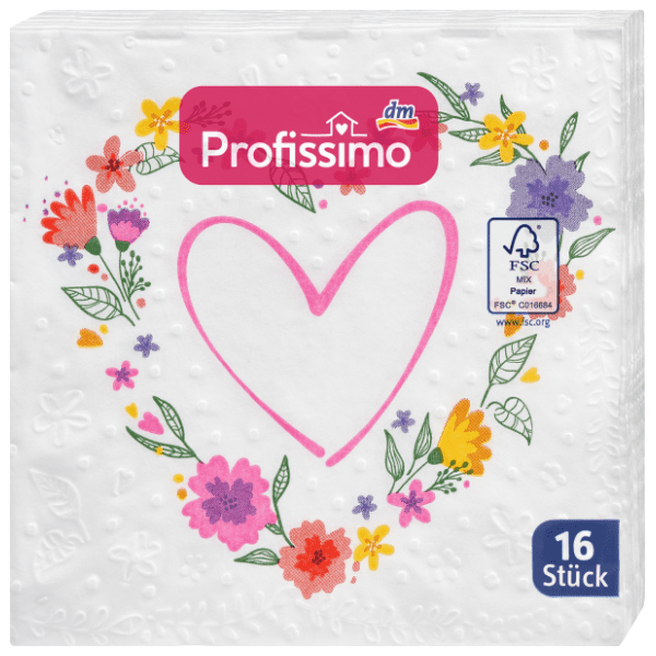 Salvete PROFISSIMO Cvetno srce roze 3sloja 16kom