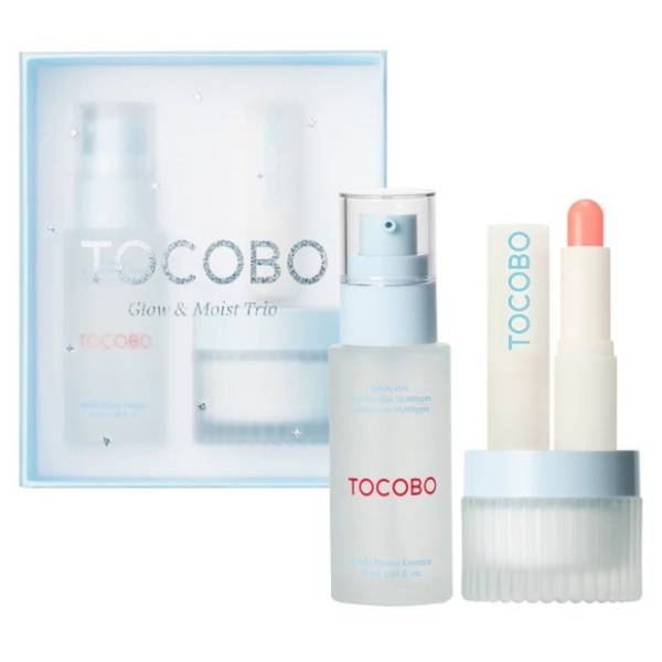 TOCOBO set Glow & moist trio (esencija krema balzam za usne)