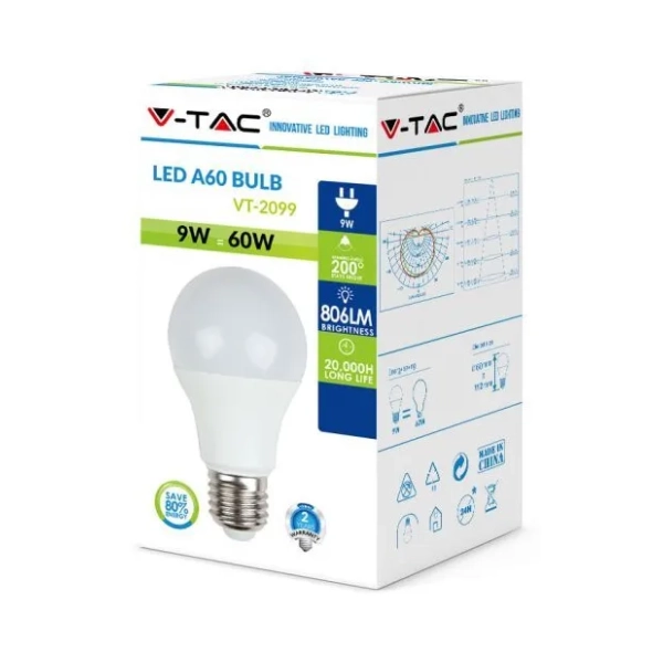 V TAC LED sijalica E27 8,5W A60 6500K
