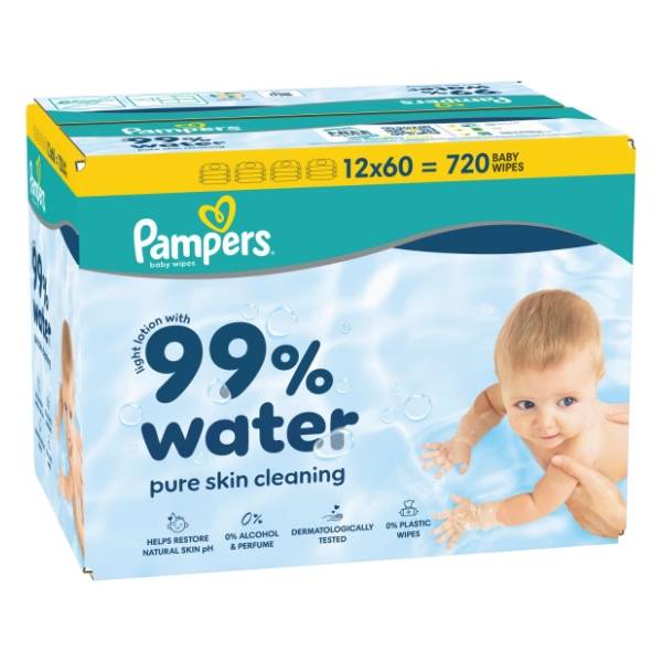 Vlažne maramice PAMPERS Aqua water 12x60kom