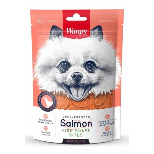 WANPY poslastica za pse salmon fish shape bites 100g