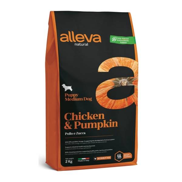 ALLEVA Natural puppy medium hrana za pse piletina i bundeva 2kg