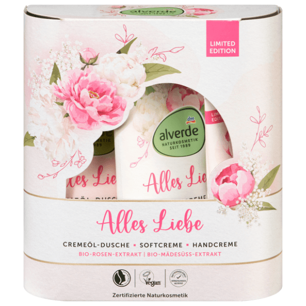 ALVERDE set Ljubav (ulje za tuširanje, univerzalana krema i krema za ruke)