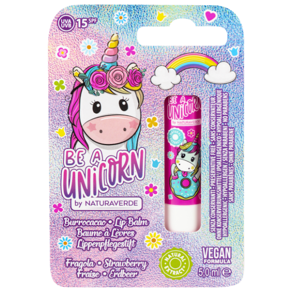 NATURAVERDE Be a unicorn balzam za usne SPF15 jagoda 5ml