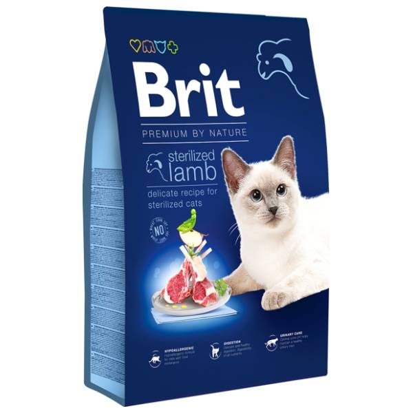 BRIT Premium by nature sterilised hrana za mačke jagnjetina 8kg