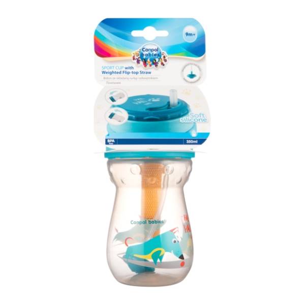 CANPOL BABIES šolja sa slamčicom Dog 350ml plava