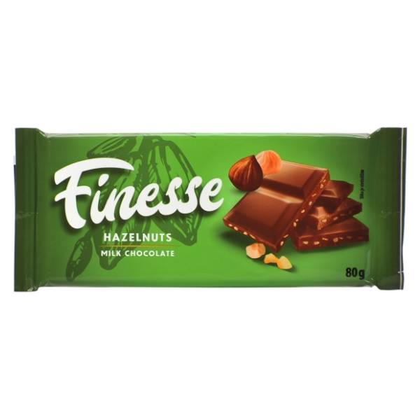 Čokolada FINESSE mlečna sa seckanim lešnikom 80g