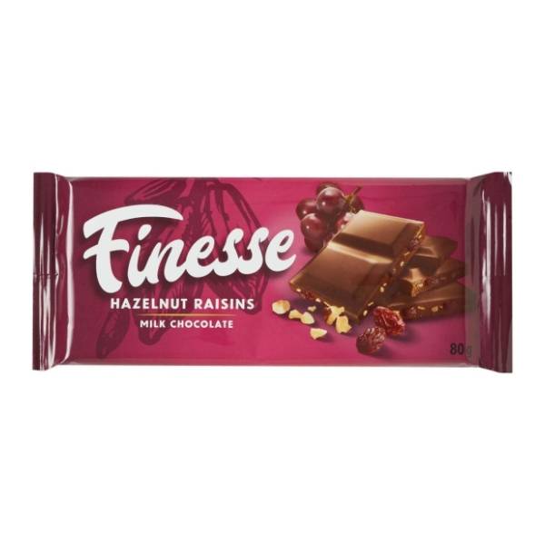 Čokolada FINESSE sa lešnikom i groždem 80g