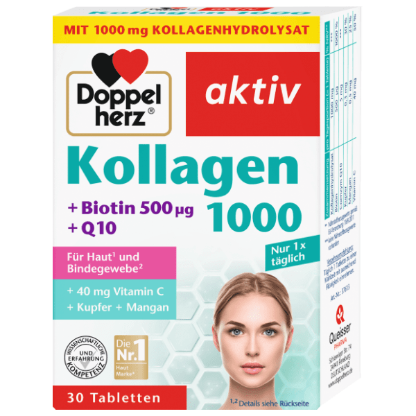 DOPPELHERZ Aktiv kollagen 1000 + biotin 500mcg + Q10 tablete 30kom