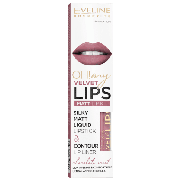 EVELINE My lips set mat tečni karmin i olovka 13 brownie biscotti