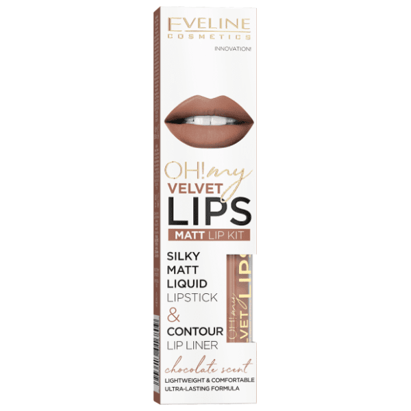 EVELINE Oh my lips set mat tečni karmin i olovka 14 choco truffle