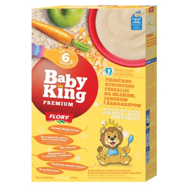 FLORY Baby king pirinčano kukuruzne cerealije sa mlekom i jabukom 200g