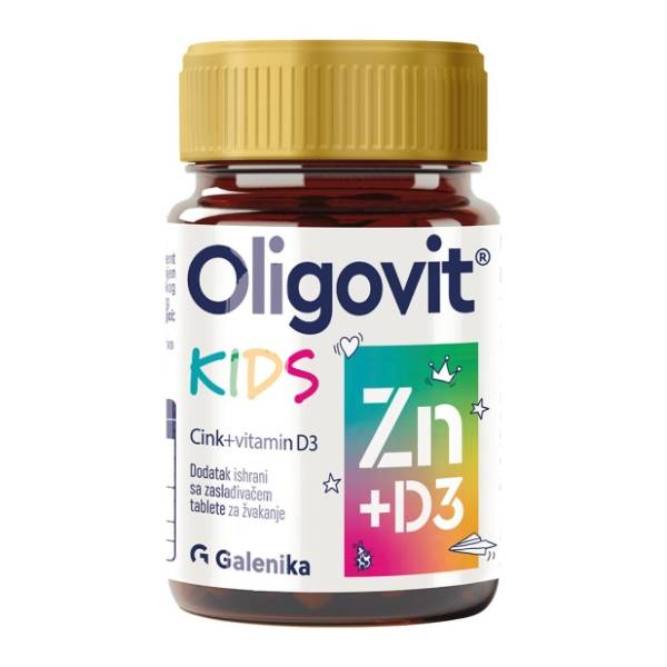 GALENIKA Oligovit kids Zn+D3 tablete za žvakanje 60kom