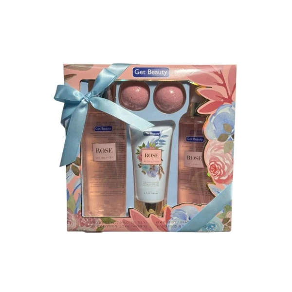 GET BEAUTY set Rose (kupka, losion, sprej i kugle za kupanje)