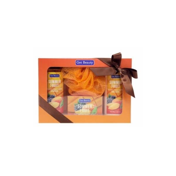 GET BEAUTY set Summer fruit (kupka, losion, so i mrežica za kupanje)
