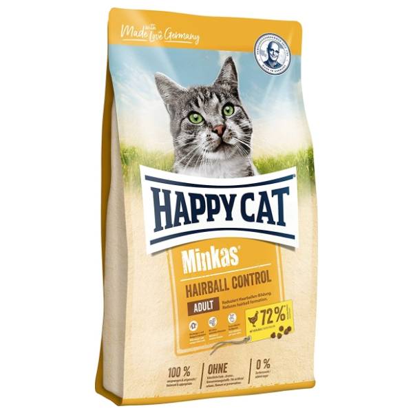 HAPPY CAT Minkas hairball control hrana za odrasle mačke piletina 10kg