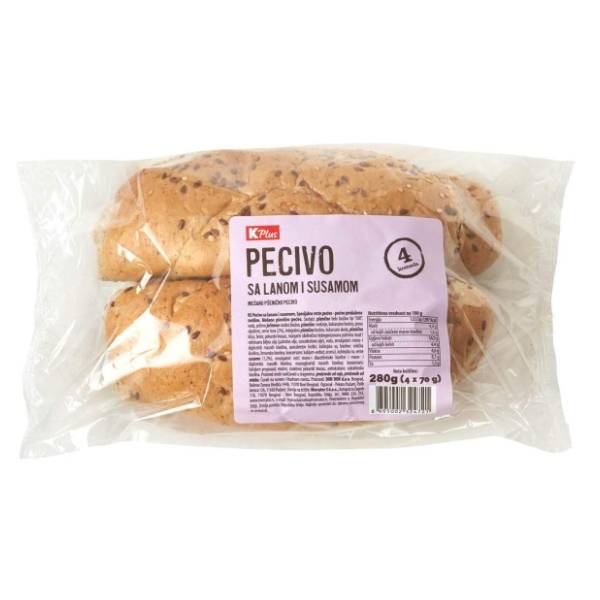 K PLUS pecivo sa lanom i susamom 4x70g