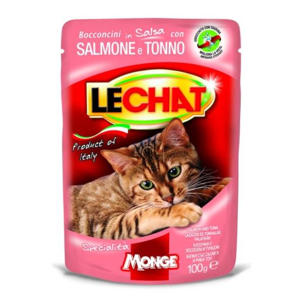 LECHAT hrana za mačke tuna i losos u sosu 100g