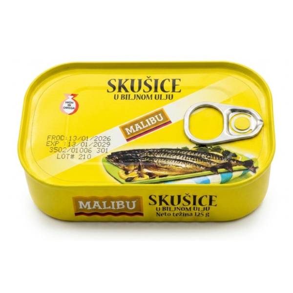 MALIBU skušice u biljnom ulju 125g