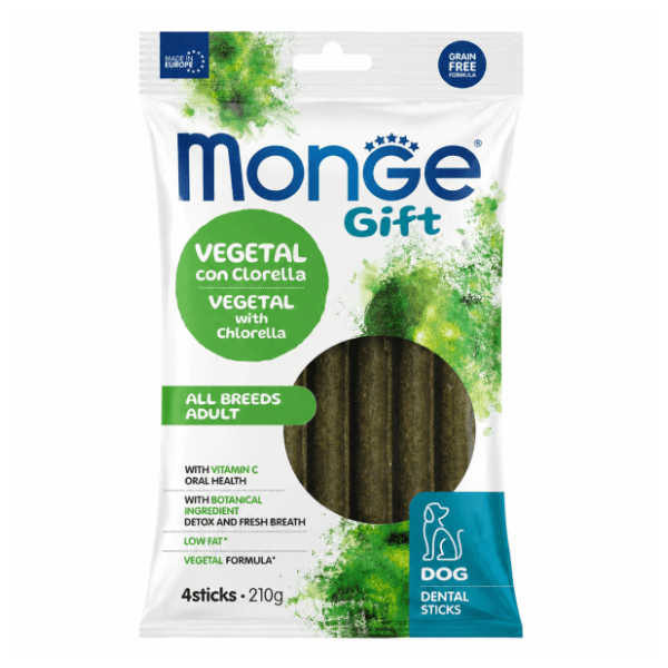 MONGE Gift dental all breeds adult poslastica za pse sa biljem i hlorelom 210g